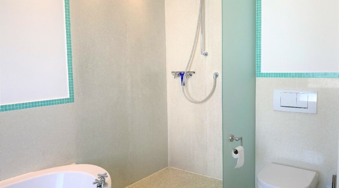 Salle de bain avec baignoire et douche